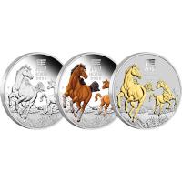 Australien 3 AUD Lunar III Pferd Set 2026 3*1 Oz Silber TRIO Rückseite
