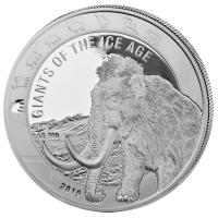Ghana - 5 Cedis Giants of the Ice Age: Wollmammut 2019 - 1 Oz Silber