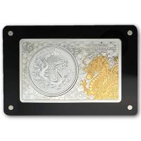 China 10 Yuan Chinesischer Drache Premium Edition 3 Oz Silber Gilded Rückseite