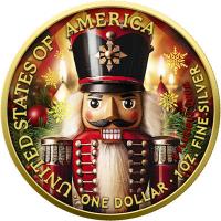 USA 1 USD American Silver Eagle: Weihnachten: Nussknacker 2025 1 Oz Silber Color Gilded