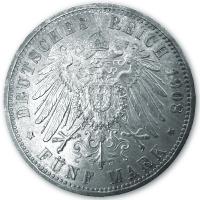 Deutsches Kaiserreich 5 Mark Universität Jena Sachsen-Weimar-Eisenach 1908 25g Silber Rückseite
