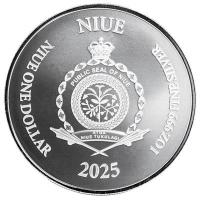 Niue 1 NZD Lady Justice 2025 1 Oz Silber Rückseite