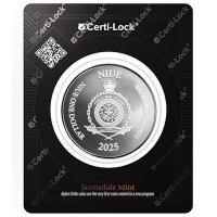 Niue 1 NZD Lady Justice 2025 1 Oz Silber Alpha Strike Rückseite