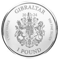 Gibraltar 1 GBP Lady Justice 2024 1 Oz Silber Rückseite