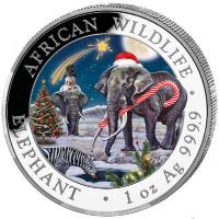 Somalia - African Wildlife Elefant Weihnacht Schneekugel 2026 - 1 Oz Silber Schneekugel