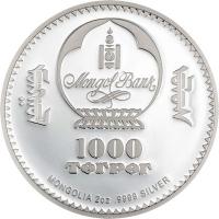 Mongolei 1000 Togrog Peter Carl Fabergé: Peter der Große (Peter The Great) 2 Oz Silber PP Color Rückseite