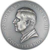 Cook Island 20 CID Versteckter Schatz: Großes Europa 2025 3 Oz Silber Antik Finish Ultra High Relief Rückseite