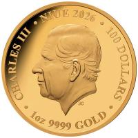 Niue 100 NZD Kolibri (Hummingbird) 2026 1 Oz Gold PP Color Rückseite