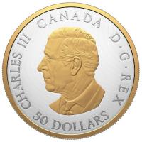 Kanada 50 CAD Peace Dollar 2026 5 Oz Silber PP Gilded Rückseite