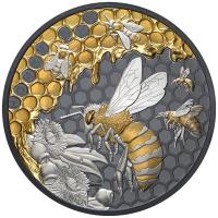 Niue - 10 NZD Honigbiene (Honey Bee) 2026 - 5 Oz Silber Black Proof Gilded