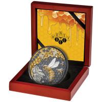 Niue - 10 NZD Honigbiene (Honey Bee) 2026 - 5 Oz Silber Black Proof Gilded