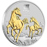 Australien - 1 AUD Lunar III Pferd 2026 - 1 Oz Silber Gilded