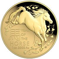 Australien - 100 AUD RAM Lunar Jahr des Pferdes 2026 - 1 Oz Gold PP Gewölbt