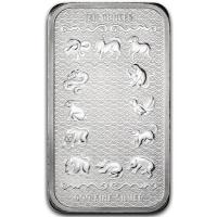 USA Lunar Jahr des Pferdes 2026 Silberbarren 10 Oz Silber Rückseite