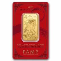 Goldbarren - PAMP Lunar Jahr des Pferdes 2026 Legend of the 1.000 Mile Horse - 1 Oz Gold