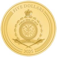 Niue 5 NZD Papst Leo XIV. IN ILLO UNO UNUM 1/10 Oz Gold PP Rückseite