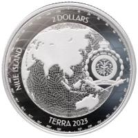 Niue 2 NZD Terra / Erde 2023 1 Oz Silber Rückseite