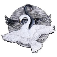 Samoa - 10 Dollar Schwarzer und Weißer Schwan - 500g Silber Antik Finish Color