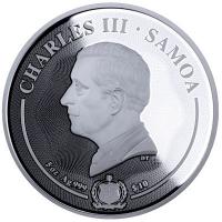 Samoa 10 Dollar Majestätische Wildtiere: Wolf 5 Oz Silber Gilded Rückseite