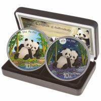 China 2 x 10 Yuan Panda 2026 Tag und Nacht Set 2*30g Silber Color 2. Version