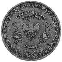 Germania Mint 10 Mark Ragnarök: Loki & Heimdall 2025 2 Oz Silber HighRelief Rückseite