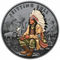 Legendary Warriors (11.) Sitting Bull 1 Oz Silber Antik Finish Color