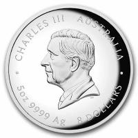 Australien 8 AUD Lunar III Pferd 2026 5 Oz Silber PP High Relief Rückseite