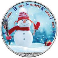 USA - 1 USD Silver Eagle Weihnachten: Xmas Greetings - 1 Oz Silber Color