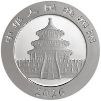 China 10 Yuan Panda 2026 30g Silber Color Rückseite