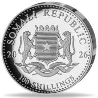 Somalia African Wildlife Elefant 2026 1 Oz Silber High Relief PP Rückseite