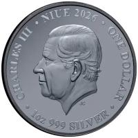 Niue 1 NZD Tasmanischer Tiger 2026 1 Oz Silber Black Proof Gilded Rückseite