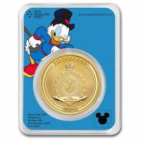 Niue 250 NZD Disney(TM) Scrooge McDuck / Dagobert Duck 2025 1 Oz Gold BU im Blister Rückseite