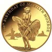 Kongo - 100 Francs 100. Geburtstag Marilyn Monroe - 0,5g Gold PP