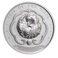 Bhutan 1000 Nu Lunar Jahr des Tigers 2022 5 Oz Silber PP HR Rückseite