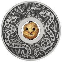 Tuvalu 1 TVD Lunar III Schlange 2025 1 Oz Silber AntikFinish Rotating Charm Rückseite