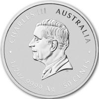 Australien 0,50 AUD Lunar III Pferd 2026 1/2 Oz Silber Color Rückseite