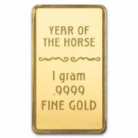 USA APMEX Lunar Jahr des Pferdes 1g Gold Rückseite