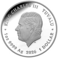 Tuvalu 1 TVD Deadly & Dangerous Australischer Riesen-Hundertfüßer 2026 1 Oz Silber PP Color Rückseite