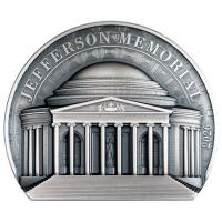 Cook Island 25 CID Historical Monuments: Jefferson Memorial 2026 5 Oz Silber Antik Finish Rückseite
