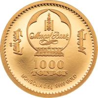 Mongolei 1000 Togrog Chinggis Khaan 0,5g Gold PP Rückseite