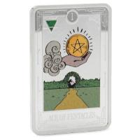 Niue - 2 NZD Tarotkarten (4.) Kleine Arkana: Ass der Münzen 2026 - 1 Oz Silber PP Color