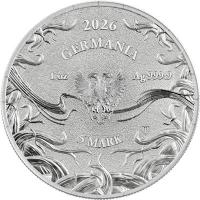 Germania Mint 5 Mark Norns: Urd 2026 1 Oz Silber BU Rückseite