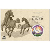 Australien - 1 AUD Lunar III Pferd Melbourne Money Expo ANDA Special 2026 - 1 Oz Silber Color Blister