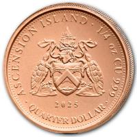 Ascension Island 0,25 Dollar Segelschiff 1/4 Oz Kupfer Rückseite