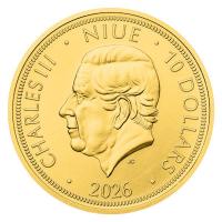 Niue 10 NZD Tschechischer Löwe 2026 1/4 Oz Gold Rückseite