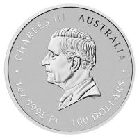 Australien 100 AUD Lunar III Pferd 2026 1 Oz Platin Color Rückseite