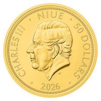 Niue 50 NZD Tschechischer Löwe 2026 1 Oz Gold Rückseite