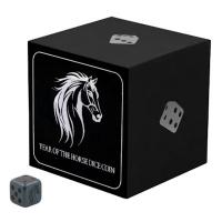 Fiji - 1 Dollar Würfel (Dice) Lunar Pferd 2026 - 1 Oz Silber Black Antik Finish Color