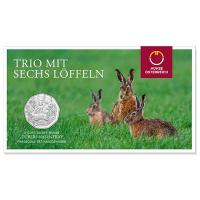 Österreich - 5 Euro Dürers Hasentrio 2026 - Silbermünze