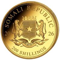 Somalia 200 Shillings Elefant 2026 1/4 Oz Gold Rückseite